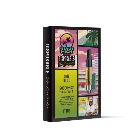 Sour Diesel Cartridge - Delta-8 THC - Miami High - 900MG - Thumbnail 2