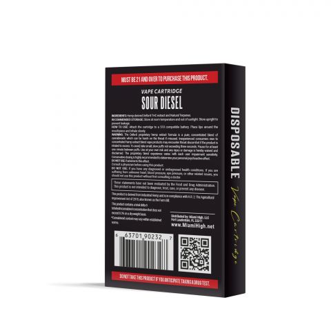 Sour Diesel Cartridge - Delta-8 THC - Miami High - 900MG - Thumbnail 4