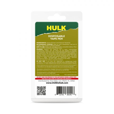 Sour Diesel Delta 8 THC Vape Pen - Disposable - HULK - 920mg - Thumbnail 3