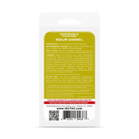 Sour Diesel Disposable - Delta 10 THC - 10X - 700 MG - Thumbnail 3