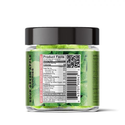 Sour Green Apple Gummies - Delta 8  - 500mg - Sour High - 3