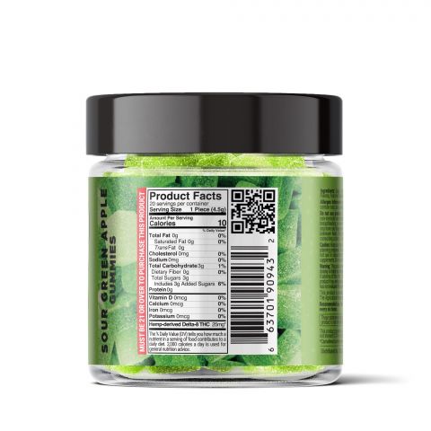 Sour Green Apple Gummies - Delta 8  - 500mg - Sour High - Thumbnail 3