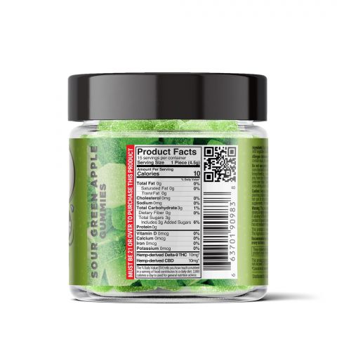 Sour Green Apple Gummies - Delta 9  - 300mg - Sour High - 3