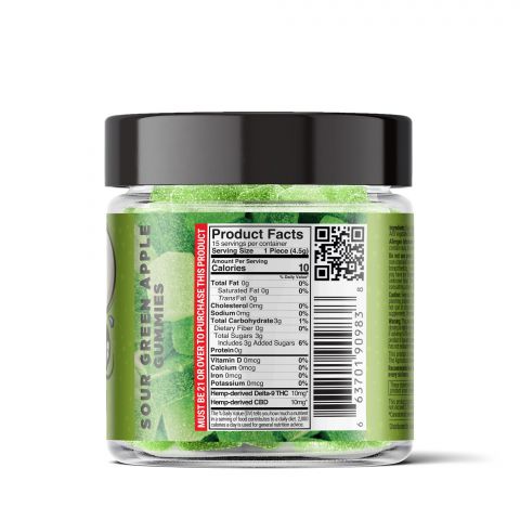 Sour Green Apple Gummies - Delta 9  - 300mg - Sour High - Thumbnail 3