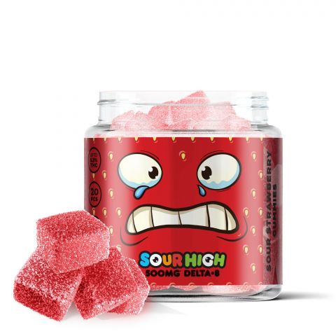 Sour Strawberry Gummies - Delta 8  - 500mg - Sour High - 1