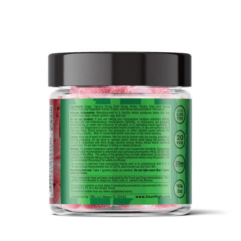Sour Watermelon Gummies - Delta 8  - 500mg - Sour High - Thumbnail 4