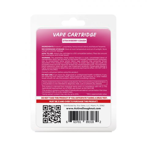 Strawberry Cough Cartridge - CBD & Enzactiv - Doughnut - 920mg - Thumbnail 3