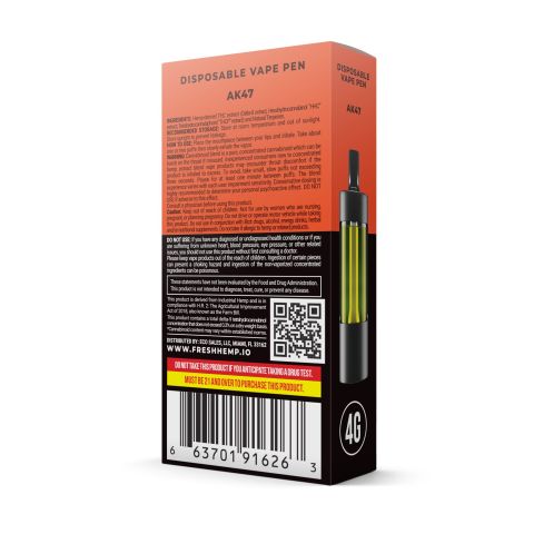 THCP, D8, HHC Vape Pen - 3600mg - AK47 - Hybrid - 4ml - Fresh - Thumbnail 3