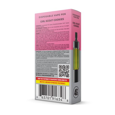 HHC Vape Pen - 3600mg - Girl Scout Cookies - Hybrid - 4ml - Fresh - Thumbnail 3