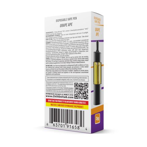 HHC Vape Pen - 2700mg - Grape Ape - Indica - 3ml - Chill Extreme - 3