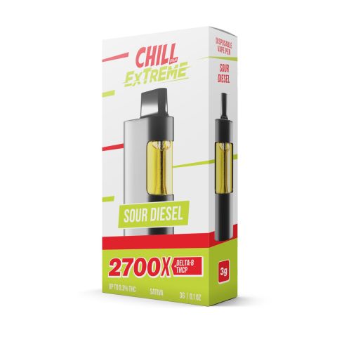 D8, THCP Vape Pen - 2700mg - Sour Deez - Sativa - 3ml - Chill Extreme - 2