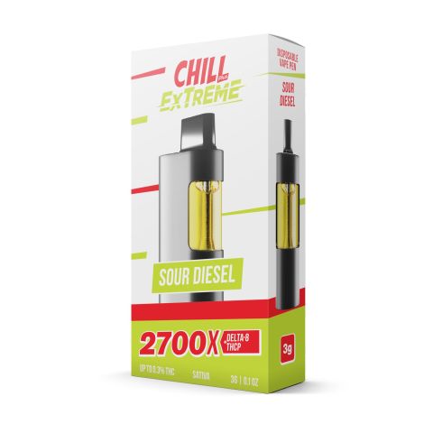 D8, THCP Vape Pen - 2700mg - Sour Deez - Sativa - 3ml - Chill Extreme - Thumbnail 2