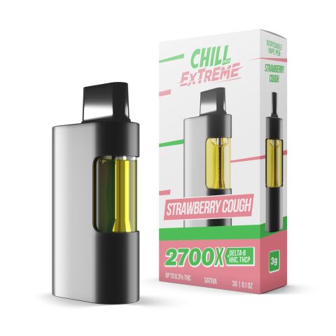 THCP, D8, HHC Vape Pen - 2700mg - Strawberry Cough - Sativa - 2ml - Chill Extreme - Thumbnail 1