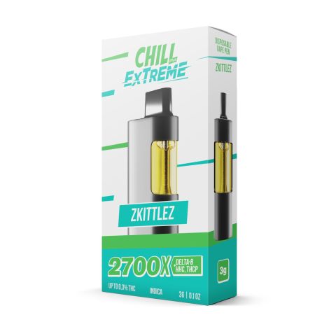 THCP, D8, HHC Vape Pen - 2700mg - Zkittlez - Indica - 2ml - Chill Extreme - Thumbnail 2