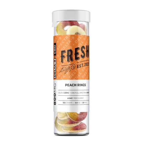 Peach Rings Gummies - Delta-9, CBD Blend - 800MG - Fresh - Thumbnail 2