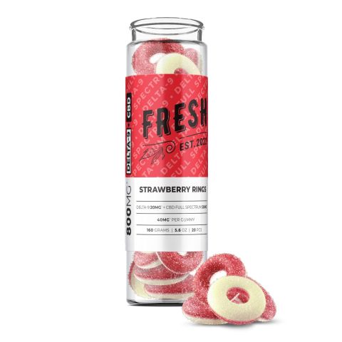 Strawberry Rings Gummies - D9, CBD Blend - 800MG - Fresh - 1