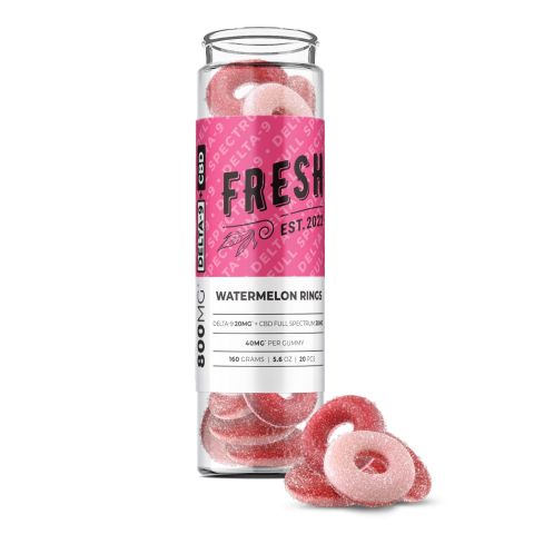 Watermelon Rings Gummies - D9, CBD Blend - 800MG - Fresh - 1