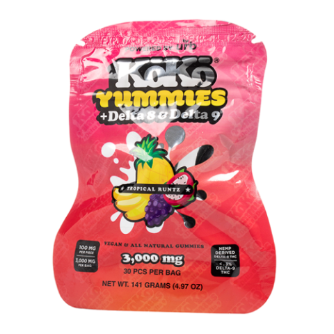 Tropical Runtz Gummies - D8, D9 - 3000mg - Koko Yummies - Thumbnail