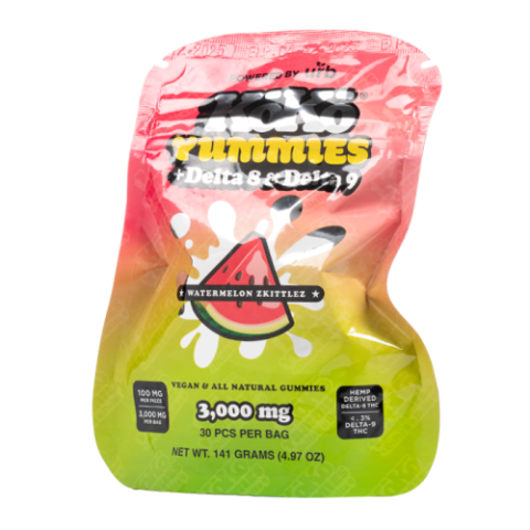 Watermelon Zkittlez Gummies - D8, D9 - 3000mg - Koko Yummies - Thumbnail