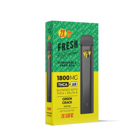 THCA, D8 Vape Pen - 1800mg - Green Crack - Sativa - 2ml - Fresh - 1
