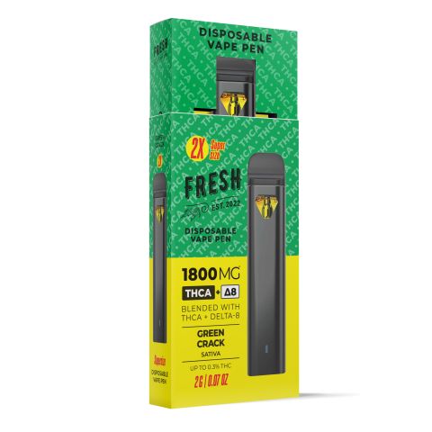 THCA, D8 Vape Pen - 1800mg - Green Crack - Sativa - 2ml - Fresh - Thumbnail 3