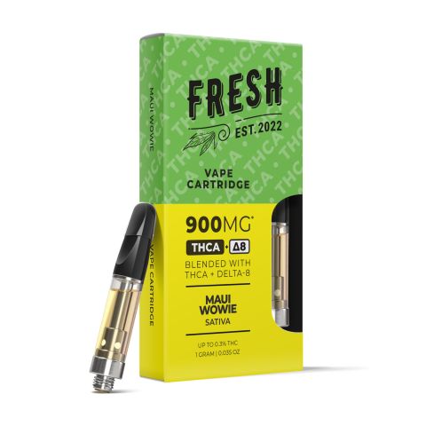 THCA, D8 Vape Cart - 900mg - Maui Wowie - Sativa - 1ml - Fresh - Thumbnail 2