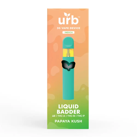 Papaya Kush Vape Pen - D8, THCA, THCB Blend - Disposable - 3000mg - URB - Thumbnail