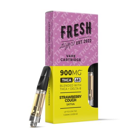 Strawberry Cough Cartridge - THCA, D8 Blend - 900mg - Fresh - Thumbnail 2