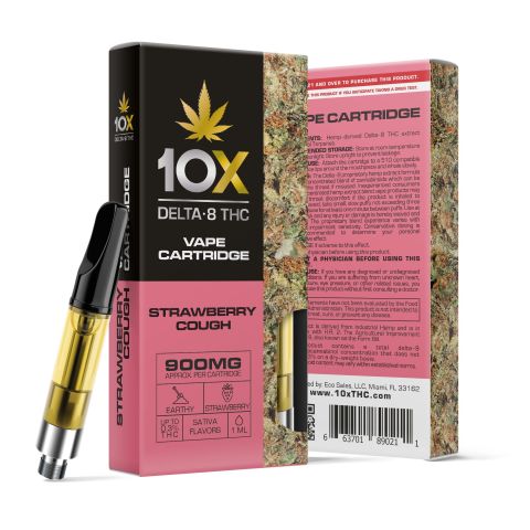 D8 Vape Cart - 900mg - Strawberry Cough - Sativa - 1ml - 10X - Thumbnail 1