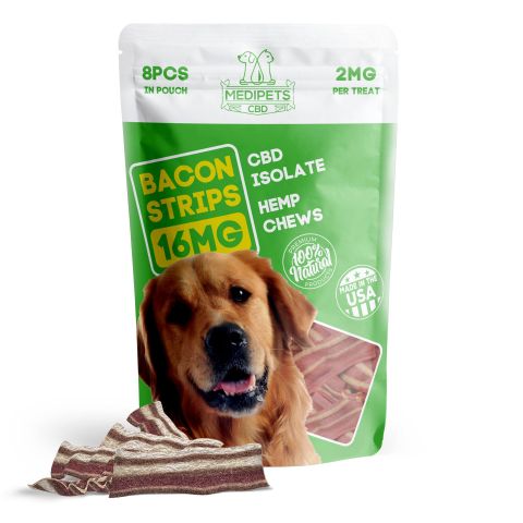 Bacon Strips - CBD Dog Treats - 16mg - MediPets - Thumbnail 1
