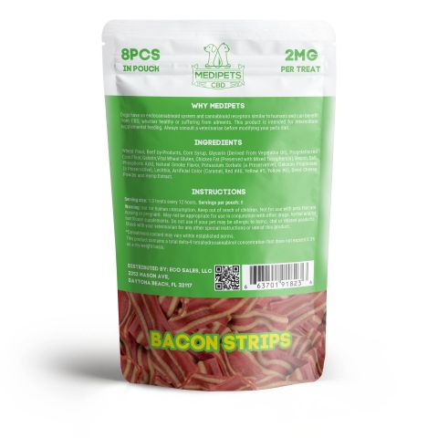 Bacon Strips - CBD Dog Treats - 16mg - MediPets - Thumbnail 3