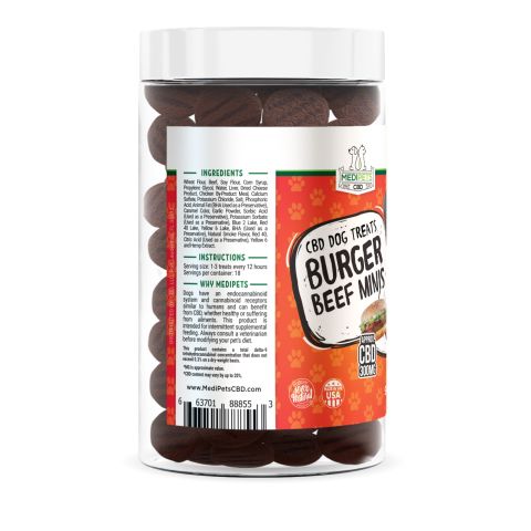 CBD Dog Treats - Burger Beef Minis - 300mg - MediPets - Thumbnail 3