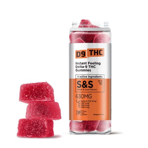 Nano D9, CBN, CBG, CBC Gummies - 21mg - Sweet & Sour - D9 THC - Thumbnail 1