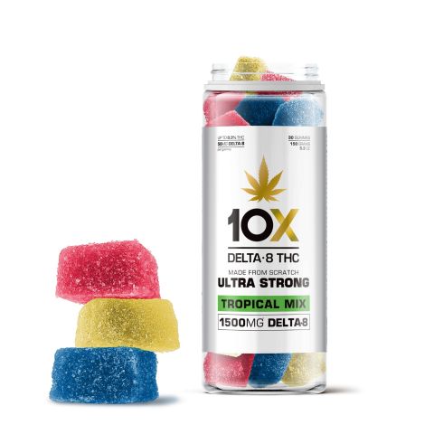 Delta 8 THC Gummies - 50mg - Tropical Mix - 10X - Thumbnail 1