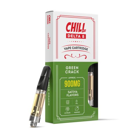 Green Crack - D8 Vape Cart - Sativa - 900mg - Chill Plus - Thumbnail 1