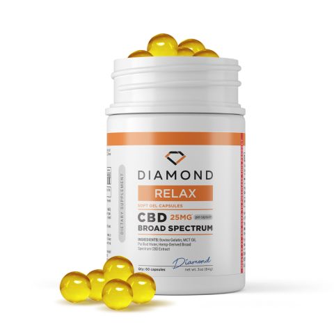 Broad Spectrum CBD Capsules - 25mg - Diamond - 60ct - Thumbnail 1