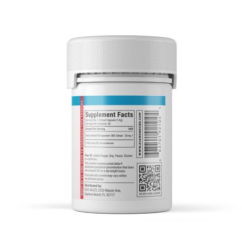 Full Spectrum CBD Capsules - 25mg - Diamond - 60ct - Thumbnail 3