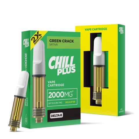 D8 Vape Cart - 2000mg - Green Crack - Sativa - 2ml - Chill Plus - Thumbnail 1