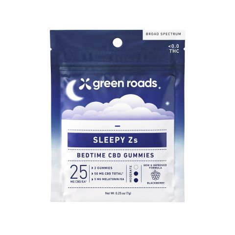 Sleepy Z's Gummies - 25mg - Broad Spectrum CBD, Melatonin - Blackberry - Green Roads - Thumbnail 1
