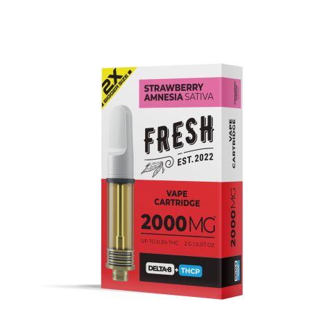 THCP, D8 Vape Cart - 2000mg - Strawberry Amnesia - Sativa - 2ml - Fresh - Thumbnail 2