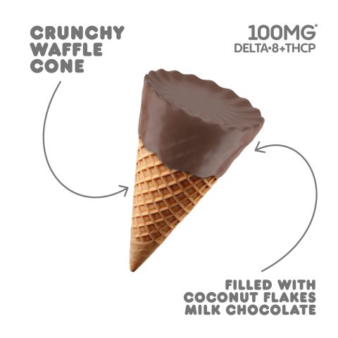 D8, THCP Waffle Cones - 100mg - Coconut Flakes + Milk Chocolate - Chill Plus - Thumbnail 5