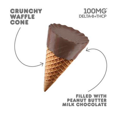 D8, THCP Waffle Cones - 100mg - Peanut Butter + Milk Chocolate - Chill Plus - Thumbnail 3