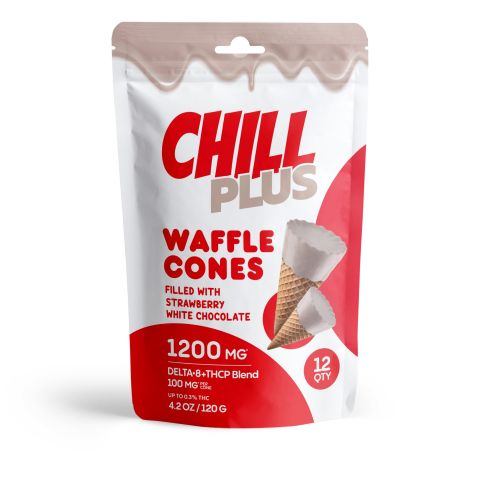D8, THCP Waffle Cones - 100mg - Strawberry + White Chocolate - Chill Plus - Thumbnail 1