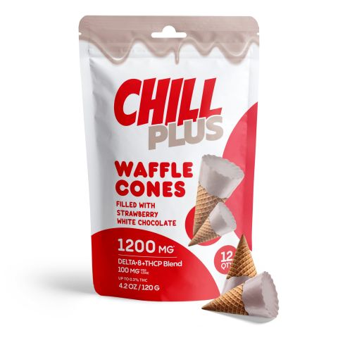 D8, THCP Waffle Cones - 100mg - Strawberry + White Chocolate - Chill Plus - Thumbnail 3