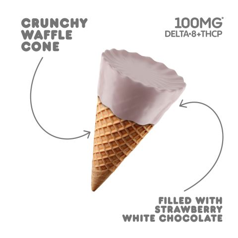 D8, THCP Waffle Cones - 100mg - Strawberry + White Chocolate - Chill Plus - Thumbnail 4