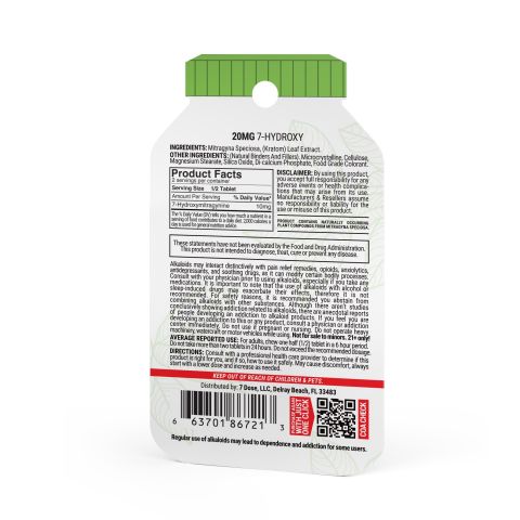 7-Hydroxy Tablets - 20mg - Mint - 1ct - 7Dose - Thumbnail 6