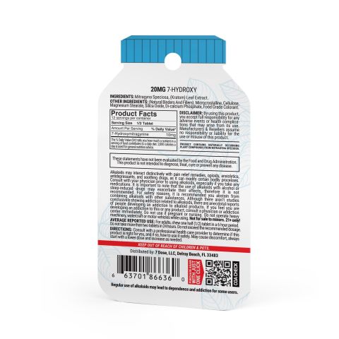 7-Hydroxy Tablets - 20mg - Unflavored - 6ct - 7Dose - Thumbnail 6