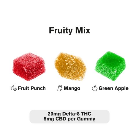 CBD, D8 Gummies - 25mg - Fruity Mix - 10X - Thumbnail 3