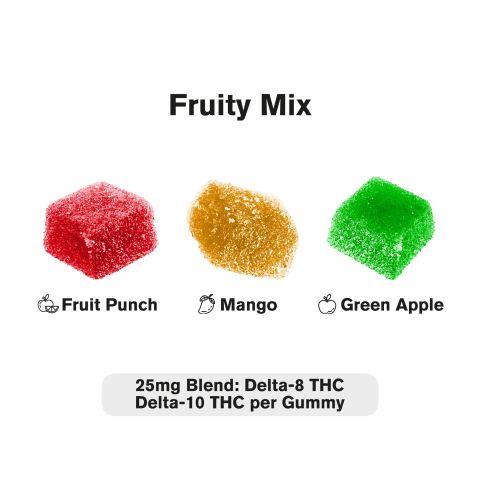 D10, D8 Gummies - 25mg - Fruity Mix - Hyper - Thumbnail 3