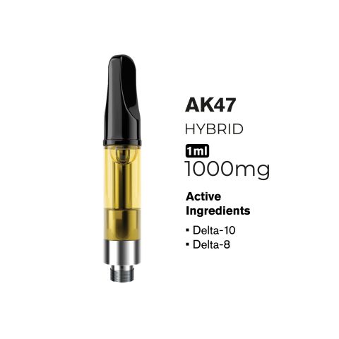 D10, D8 Vape Cart - 1000mg - AK47 - Hybrid - 1ml - Hyper - Thumbnail 2